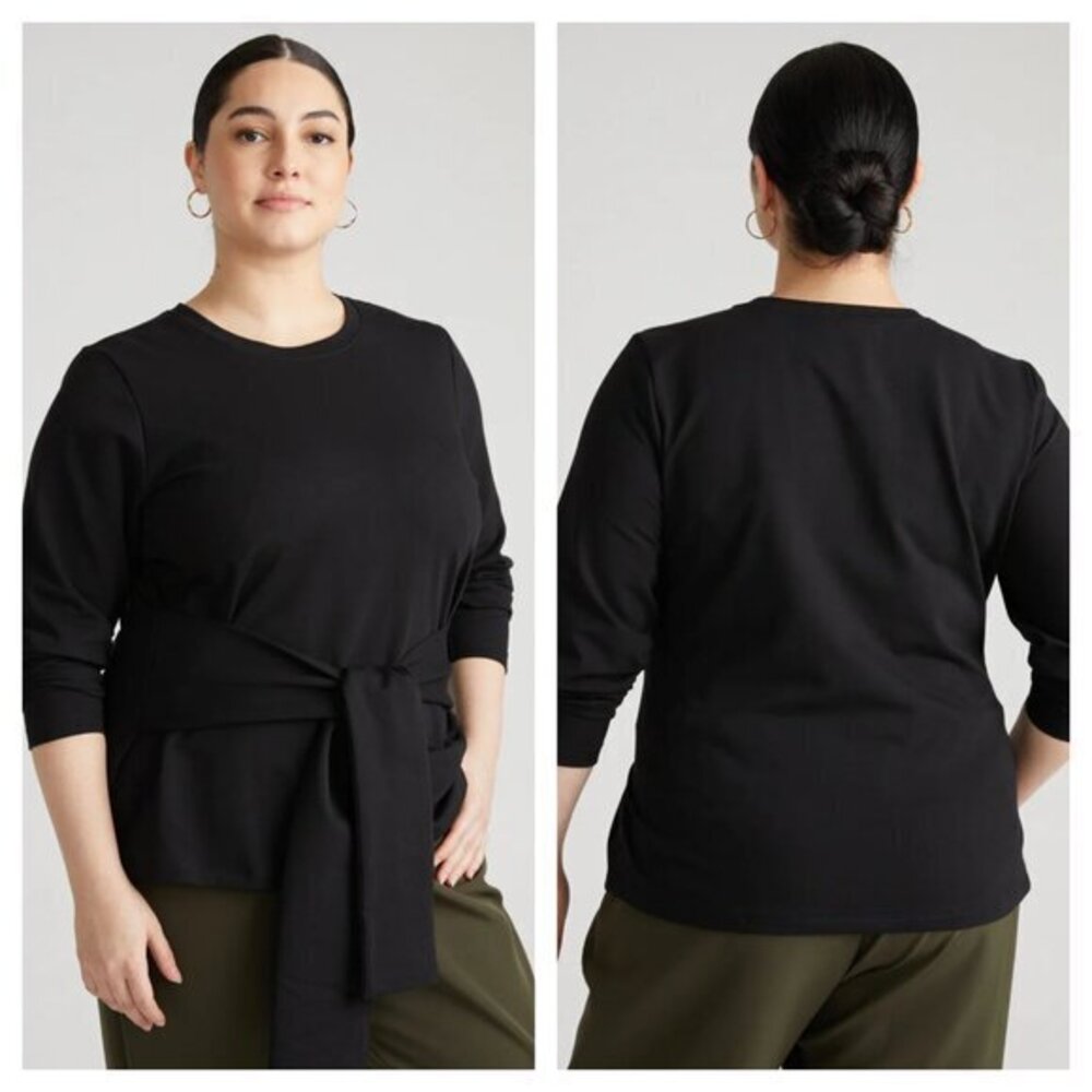 Universal Standard Varsity French Terry Tie Top L (22/24) Black